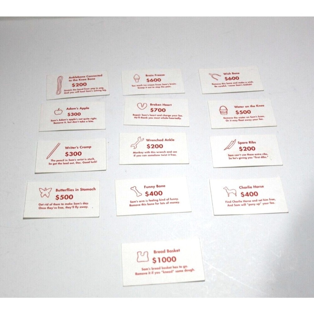 Operation The Board Game Replacement Pieces Doctor Cards You Choose